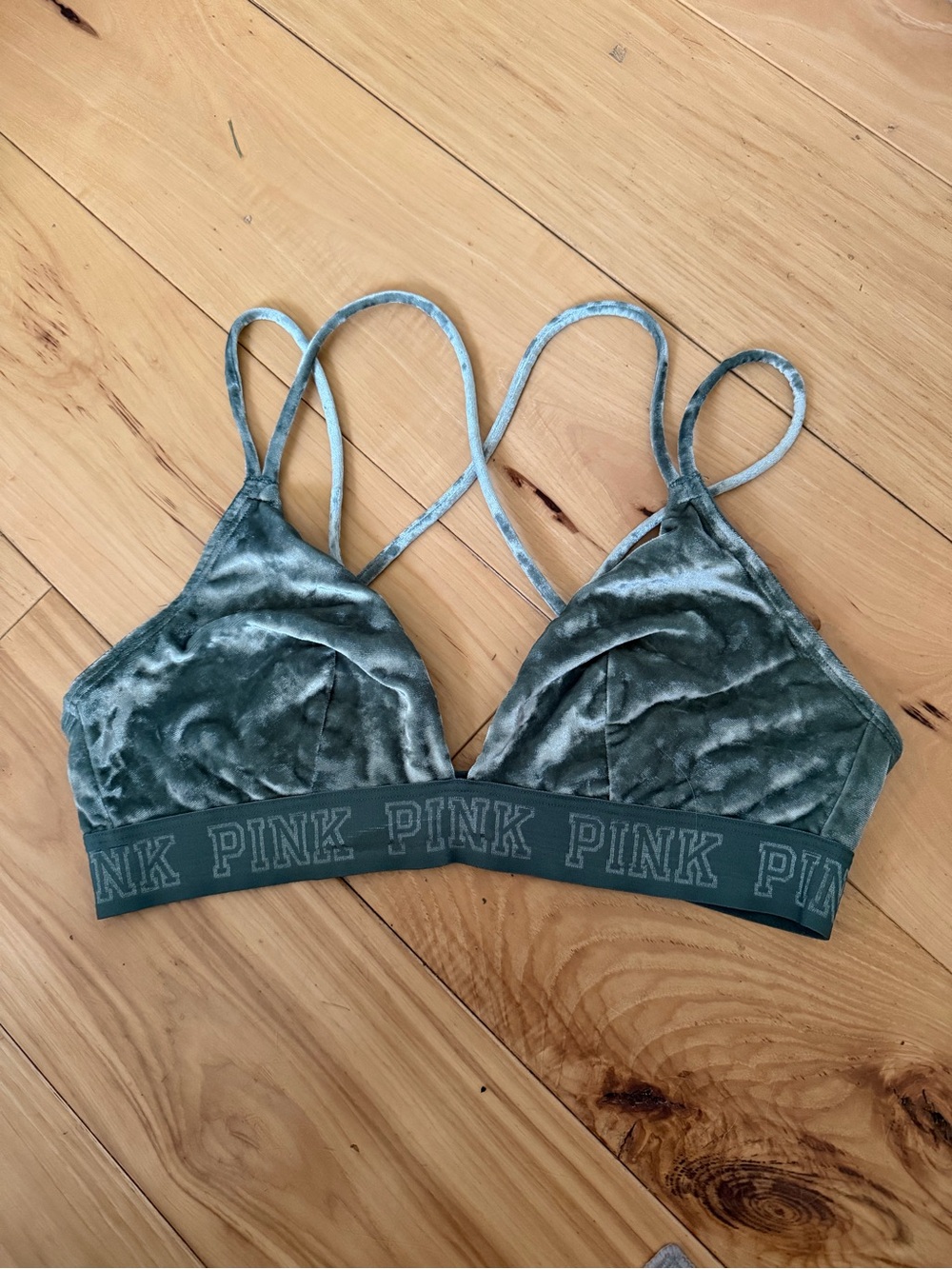 PINK Victoria's Secret Velvet Bralette in Dusty Sage